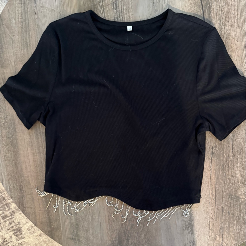 Crop Top with Diamond Fringes